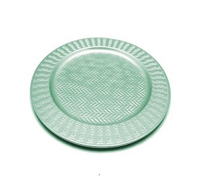 Placa de cargador de vendedor superior Diseño simple Color verde a precio razonable Placa de cargador de alimentos de acero inoxidable Lo mejor para bodas - Product Image 1