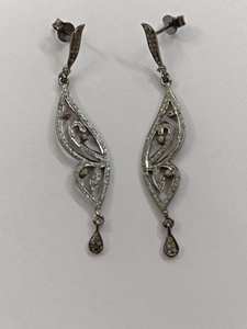 Pave Zircon Papillon Boucles D'oreilles En Laiton Argent Bijoux Faits À La Main Cadeau D'anniversaire Cadeau D'anniversaire De Mariage Pour Elle - Product Image 5