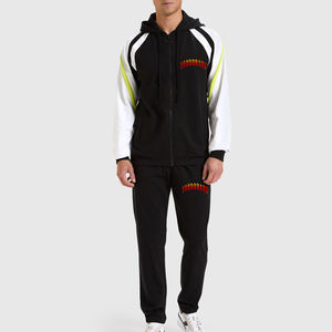 Chándal 100% Algodón Cremallera Sudadera con capucha y pantalones con cordón Conjunto para un estilo de vida activo y relajado - Product Image 1