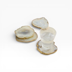 Sous-verres ronds en agate naturelle avec motif de mosaïque de cristal brun terreux beige pour une salle à manger élégante - Product Image 6
