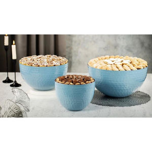 Ensemble de bols de style marocain bol incrusté de couleur bleu ciel de style arabe fournisseur d'usine à prix abordable bol de service plats assiettes - Product Image 1