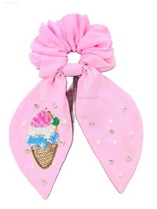 เครื่องประดับผมรูปโบว์ลูกปัดสำหรับเด็กผู้หญิงผ้าเย็บปักด้วยมือแบบอินเดียทันสมัย - Product Image 6