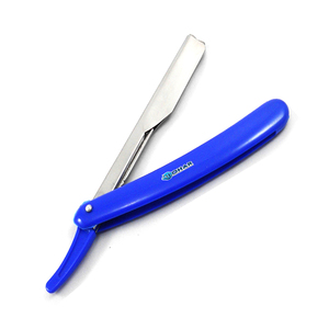 มีดโกนหนวดด้ามจับสีน้ำเงินสำหรับร้านเสริมสวยด้ามจับทำจากไม้มีดโกนสำหรับผู้ชาย - Product Image 1