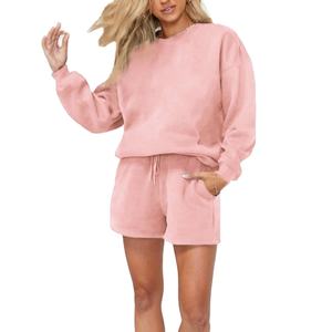 Conjuntos Deportivos Casuales de Invierno para Mujer, Sudadera y Pantalones Cortos Personalizados con Logotipo 3D para Bordar, Diseño Transpirable 2026 - Product Image 4