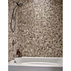 Mosaïque murale intérieure Serenity Stone 12 x 12, carreaux ronds résistants à l'eau, 8 mm d'épaisseur, motif galets de marbre - Product Image 2