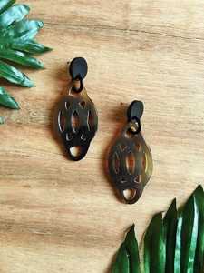 100% Bijoux de luxe naturels et écologiques-Boucles d'oreilles en corne de buffle pour femmes et filles pour les mariages - Product Image 2