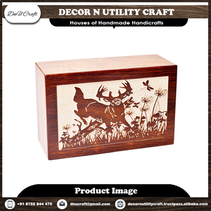 Beautifully Handmade 100% Rosewood Mini Cremation Urn Engraved Antique <b>Animal</b> Design Complimentary <b>Wooden</b> Box Wall Signs - Product Image 5