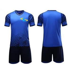 Camiseta de Fútbol Deportiva de Manga Corta Unisex, Transpirable, de Poliéster Liso Personalizada, en Color Azul, Conjuntos de Uniformes de Fútbol, Equipaciones de Fútbol - Product Image 5