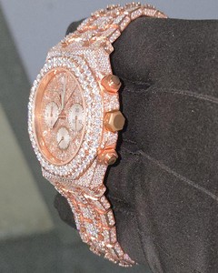 Montre de luxe brillante VVS, mécanique Miyota, acier inoxydable, entièrement sertie de diamants en moissanite, cadran en verre, style hip-hop, cadeau pour lui ou elle - Product Image 6