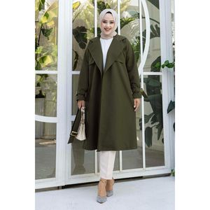 Gabardina de tela tejida con cinturón extraíble y mangas ajustables, color caqui, hecha en Turquía - Product Image 4