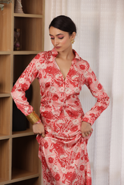 Bleu et blanc fait à la main quotidien décontracté co-ord ensemble personnalisé pur coton numérique imprimé travail deux pièces ensemble pour un usage quotidien en vrac - Product Image 5