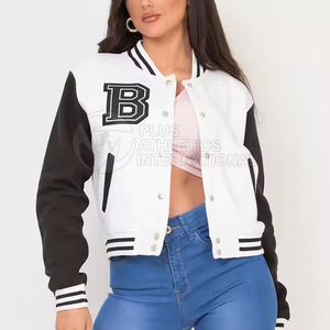 Chaqueta Letterman Corta para Mujer Tallas Grandes al por Mayor para Uso Exterior con Cuello Alto - Product Image 6