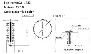 Nouveaux rivets en plastique PA6 Heying GL-1233 noirs en forme de <span class=keywords><strong>sapin</strong></span> étroit pour assemblages de panneaux serrés et remplacement/réparation - Product Image 6
