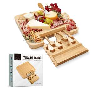 Bamboo <b>Wood</b> Cheese Board with Stainless Steel Cheese Knives Cheese Cutting <b>Tools</b> for Serving and Presentation <b>Boxed</b> Set - Product Image 1