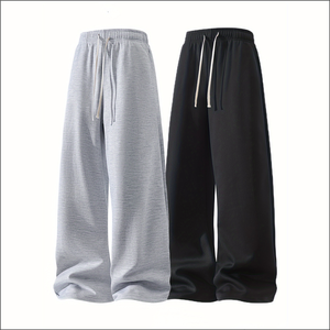 Pantalones Deportivos Anchos de Pierna Recta con Cordón Elástico en la Cintura, 100% Algodón Grueso de Alta Calidad con Logotipo Personalizado Bordado al por Mayor - Product Image 1