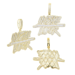 Vvs Moissanite Diamond Pendants Men <b>Initial</b> Custom <b>Necklace</b> Chain 925 <b>Sterling</b> <b>Silver</b> Logo Hip Hop Iced Out Letters Pendant - Product Image 2