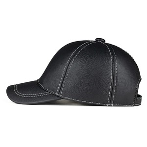 Casquette en cuir de mouton véritable naturel chapeau pour femmes nouveau automne hiver chaud casquettes de Baseball pour hommes ligne blanche marques casquette de Golf - Product Image 4