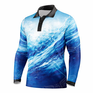 Camisa de Pesca Polo Personalizada para Hombre, Manga Larga, Diseño Sublimado de Peces Oceánicos, Camisa de Pesca de Alto Rendimiento - Product Image 2