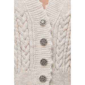 Cárdigan Informal de Cuello Redondo y Manga Corta, 100% Acrílico, Tejido de Punto con Diseño de Ganchillo Invernal - Product Image 4