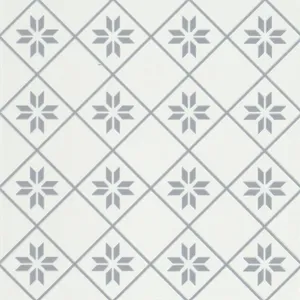 Emser F39GEOM1010V2 Pétale Gris 10 \ "X 10 \" Carreaux de sol carrés brillants Design méditerranéen pour usage intérieur et extérieur - Product Image 1