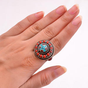 Femmes et filles mode bagues tibétaines en argent bijoux en pierres précieuses mariage spécial mode porter des bagues tibétaines - Product Image 4