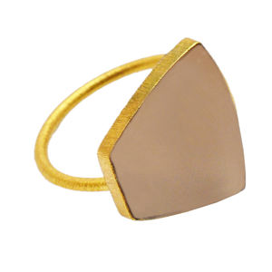 Anillo clásico de Plata de Ley 925 con piedras preciosas de cuarzo chapado en oro Unisex para fiesta de aniversario de boda - Product Image 6