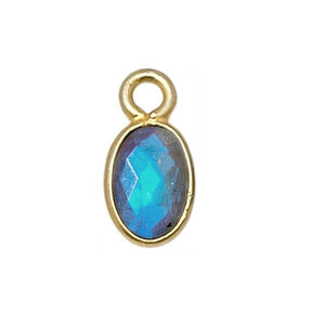 <b>Labradorite</b> 6x4mm Oval Bezel Charms 925 Sterling Silver Gold Plated Bezel Set Flashy <b>Labradorite</b> <b>Pendant</b> Silver Jewelry Supplier - Product Image 1