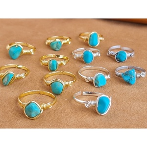 Boho Style Rings Gold and <b>Silver</b> Plated with Natural Turquoise Fashion Pendants & <b>Charms</b> Resale Jewelry - Product Image 1