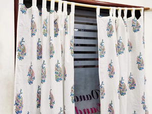 Cortinas de algodón con estampado de bloque floral, cortina colgante de puerta de tratamiento de ventana bohemio, decoración de habitación de balcón, cortinas de algodón indio - Product Image 5