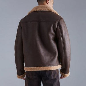 Vestes en cuir à col Sherpa zippé d'hiver de haute qualité OEM/Vente en gros d'usine de nouvelle arrivée Vestes Sherpa personnalisées pour hommes - Product Image 5