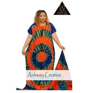 Hecha a mano Tie Dye Ecológico Gasa Modesto para Mujeres Long Kaftan Robe Lace Loose Fit Islamic Abaya Style Floor-Length Lavable - Product Image 1