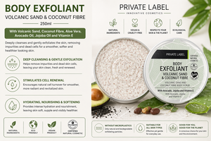 Exfoliante Corporal de Marca Privada 250ml OEM |   Exfoliante Corporal de Arena Volcánica |   Hidratante Natural Vegano |   Hecho en España, UE - Product Image 2