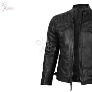 Chaqueta de Cuero Genuino al por Mayor para Hombre, Calidad Premium, Cuello Alto de Lona, Ropa Exterior Transpirable de Invierno para Motociclistas y Estilo Urbano - Product Image 2