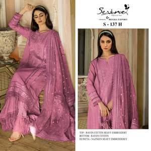 Colección de Ropa Étnica india y pakistaní para mujer, algodón rayón Salwar kameez con Dupatta con bordado a la venta - Product Image 3