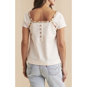 Camicetta Bianca da Donna Faherty Ricamata con Pizzo in Popeline di Seta Chiffon Traspirante Taglie XS-XL per Ufficio Primavera/Estate - Product Image 2