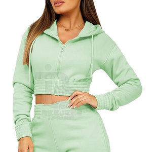 2025 New Style Custom Made Women Crop Top Track <b>Suit</b> Private Label Winter Wear Women Crop Top Track <b>Suits</b> Set - Product Image 2