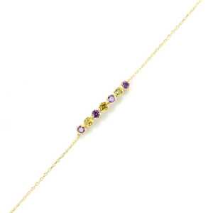 Bracelet en argent sterling 925 plaqué or 14 carats à 7 rangs avec pierres d'améthyste, de péridot et de perles de diamant pour cadeau - Product Image 3
