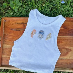 เสื้อกล้ามปักลูกปัดลายดอกไม้สำหรับผู้หญิง งานฝีมือประดับด้วยลูกปัด  เหมาะสำหรับฤดูร้อน ของขวัญสุดพิเศษ - Product Image 1
