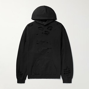 High Quality Custom Logo Distressed Hoodies High Quality <b>Bulk</b> Oversized French <b>Terry</b> 100% Cotton Distressed Washed Hoodies - Product Image 1