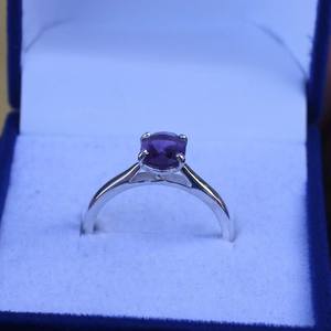 แหวนอเมทิสต์รูปไข่ของผู้หญิงแข็ง925เงินแท้เครื่องประดับแฮนด์เมดแหวนของขวัญวันเกิด - Product Image 3