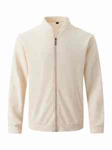 Veste de baseball à fermeture éclair de couleur unie gaufrée pour hommes avec poches printemps automne nouveauté veste de collège de baseball pour hommes - Product Image 6