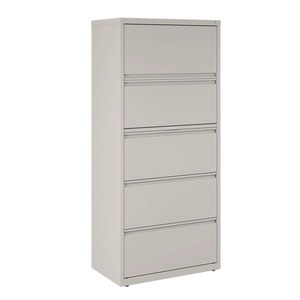 Alera 26145 Light Gray 30 In. X 18.62 In. X 67.62 In. Lateral <b>File</b> Cabinet with Five Legal/Letter/<b>A4</b>-Size <b>File</b> Drawers - Product Image 2