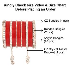 ชุดกำไลข้อมือเจ้าสาวอินเดียคุณภาพสูงสำหรับผู้หญิงกำไลข้อมือคริสตัล punjabi chuda แบบดั้งเดิมเครื่องประดับสำหรับเจ้าสาว - Product Image 3