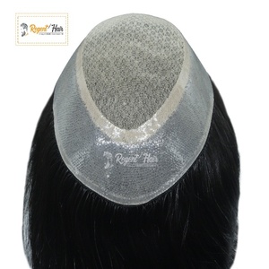 Tupé de trama atado a mano REGENT Miraz al por mayor para Hombres estilo recto ondulado natural hecho de cabello humano Remy indio - Product Image 4