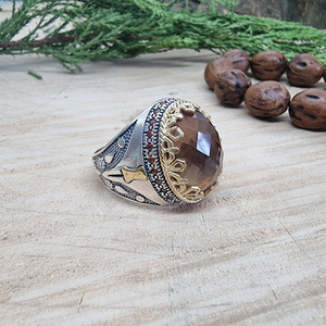 925 Sterling <b>Silver</b> Huge Sultanite <b>Ring</b> Turkish <b>for</b> <b>Men</b> Trendy <b>Ring</b> Accessories Gift <b>for</b> Man Traditional Dagger Motif <b>Men</b> <b>Ring</b> - Product Image 2