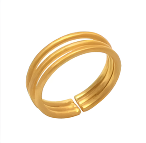 Meilleure qualité 14k plaqué or jaune bague à trois bandes solide en argent sterling 925 fait à la main fine bague de printemps pour les femmes de mariage. - Product Image 5