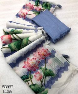 Saree de travail de séquence d'impression numérique georgette attrayante avec blouse non cousue vêtements décontractés prix de gros vêtements ethniques - Product Image 2