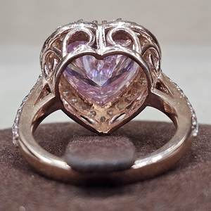 แหวนหมั้นเงินแท้ 925 ชุบทองคำขาว ประดับเพชรรูปหัวใจสีชมพู ชุบทองคำแท้แบบ Vermeil สำหรับผู้หญิง ขายส่งจำนวนมาก - Product Image 6