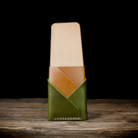 Porte-cartes unisexe en cuir véritable de haute qualité, portefeuille fin, fait main, style vintage, organisateur, bords brûlés, sans fermeture