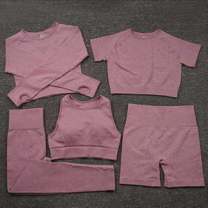 Abbigliamento sportivo abbigliamento sportivo 5 pezzi Sport palestra tute a buon mercato all'ingrosso su misura elegante Fitness donne calde senza soluzione di continuità set di Yoga - Product Image 5